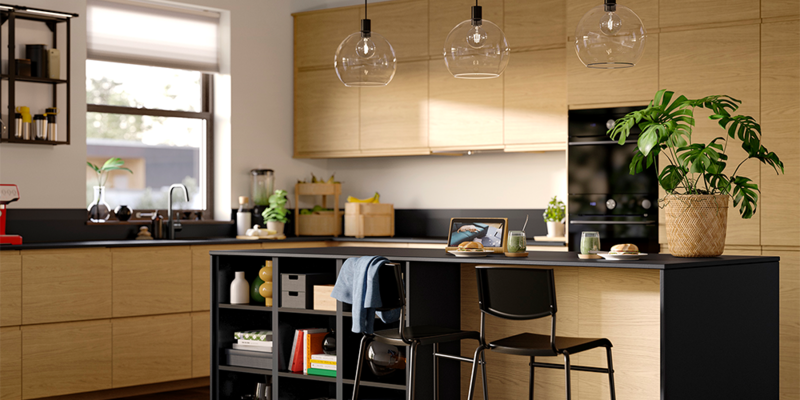 Cuisine IKEA chêne et noir
