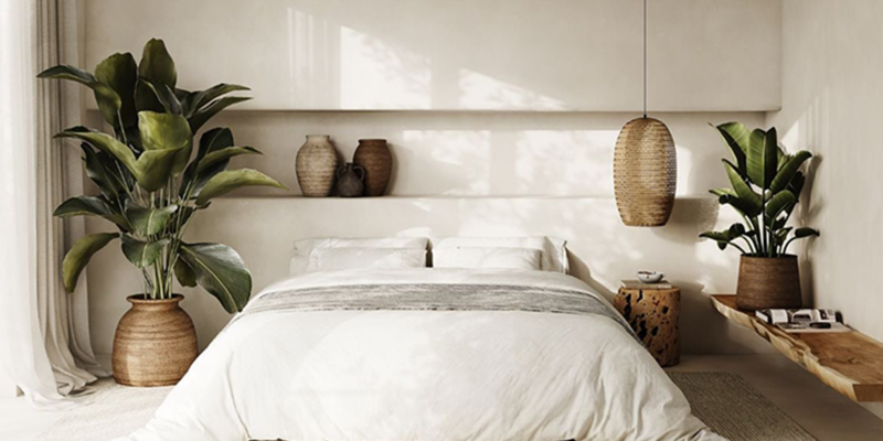 chambre cosy avec étagère murale