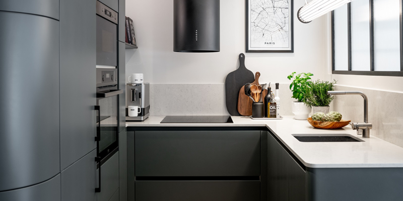 Cuisine Darty bleu foncé