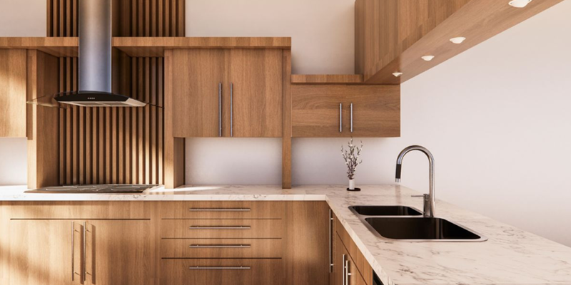 Cuisine rénovée en bois de chêne