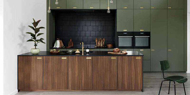 Cuisine Ikea Faktum façades Sweetch Noyer naturel et Lierre