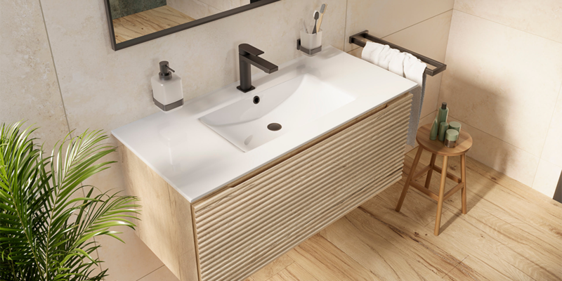 robinet salle de bains moderne gris