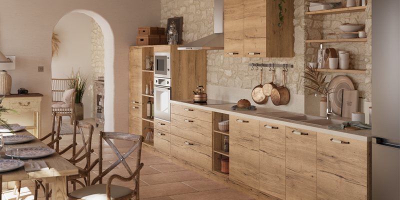 Cuisine rustique bois et pierre